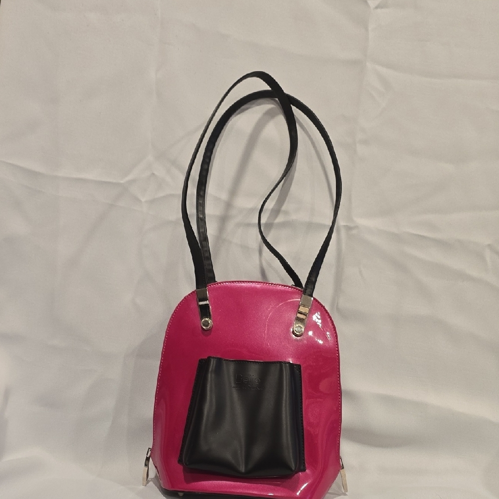 Beijo Glossy Pink and Black Backpack